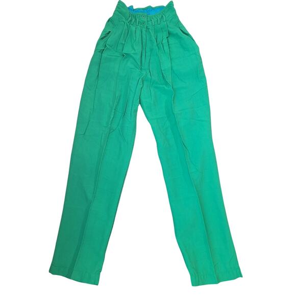 VTG Jill Martin High Rise Pleated Pants Green M USA Made Trousers EUC - Picture 1 of 11